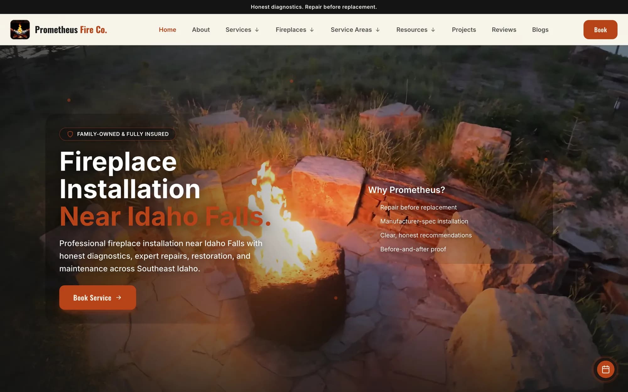 Prometheus Fire Company website homepage