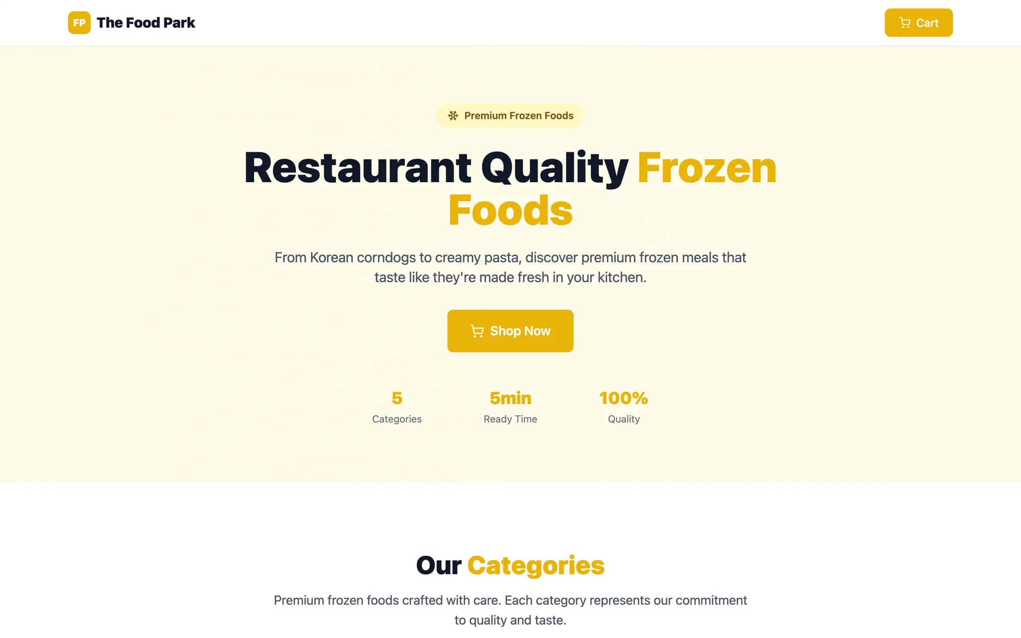 The Food Park online store homepage