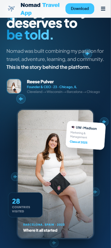 Nomad Travel App on mobile